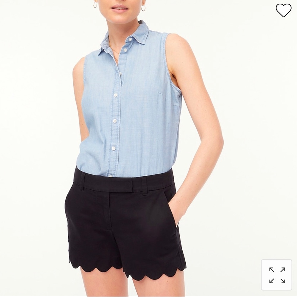 J. Crew linen/cotton blend scallop short 4” inseam